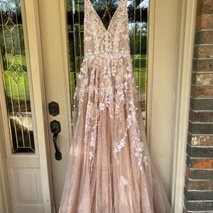 Ellie Wilde Sparkling Rose Gold Gown